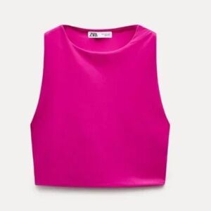 Zara hot pink fuschia crop top